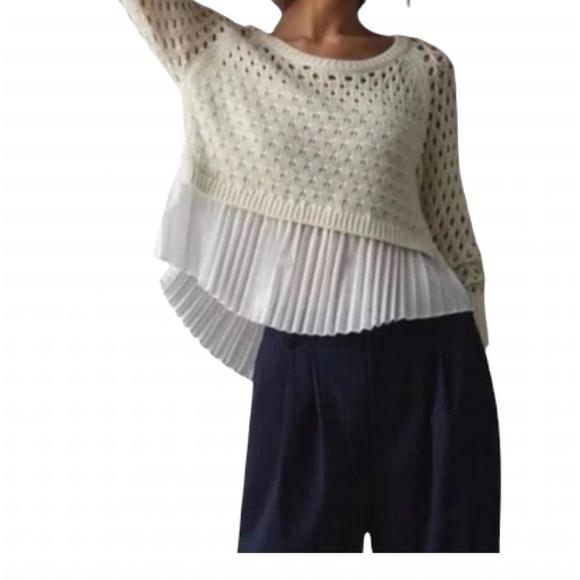 FATE Sweaters - NEW FATE pleated open knit sweater in oatmeal